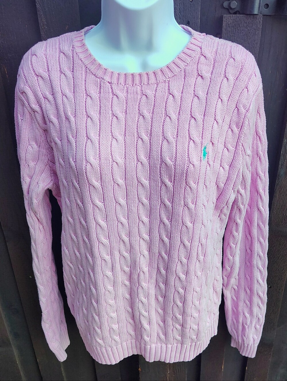Ralph Lauren Pink Cable-Knit Crewneck Sweater